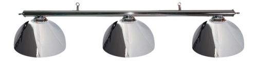 Pool Table Lighting with Chrome Bar and 3 Chromed Metal Bowl Shades 