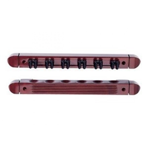 6 Way Black Nylon Clip Brown Cue Rack